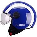 - casco demi-jet per moto blu e bianco con calotta in abs taglia l