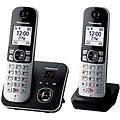 Panasonic Cordless Duo Twin Dect Black E Silver Kx Tg6862jtb