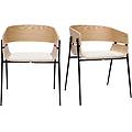 sedie design legno chiaro e tessuto chenille beige (set di 2) wess