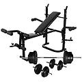 - panca multifunzione con bilanciere e set di manubri 60 5 kg