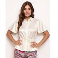 camicia a maniche corte con cordino in vita neverending summer / bianco / m bianco