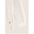 felpa donna comfort con zip e cappuccio e maniche a trecce white sand donna extra small