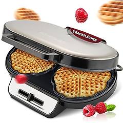 Clatronic Wa 3745 Macchina Per Waffle Doppio A Cuore Nero-inox