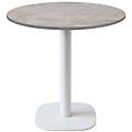 tavolo round rotondo con base bianca 75x70 cm (hx&oslash;) piano tavolo grigio pietra struttura