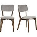 sedie in tessuto effetto velluto grigio testurizzato e legno scuro (set di 2) joca
