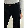 pantaloni wide leg in viscosa con dettagli in ciniglia nero donna extra small
