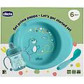 CHICCO set pappa 6m+ azzurro con tazza training cucchiaio e piatto termico
