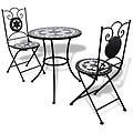 - set da bistrot 3 pz in piastrelle di ceramica nero e bianco