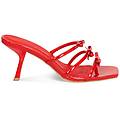 mules open toe donna rosse in vernice con fiocchi tacco 7 cm