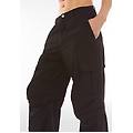 pantaloni cargo da donna in tessuto popeline tinto capo black direct dyed donna small