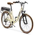 bici elettrica 250w 65km di autonomia 26 6 velocità beige/marrone led
