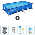 - piscina fuori terra rettangolo 400x211x81 cm blu include accessori coordinati cb49
