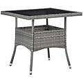 - tavolo da pranzo per giardino in polyrattan grigio e vetro