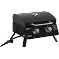 barbecue a gas pieghevole con coperchio. termometro e 2 bruciatori