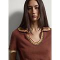 - maglia in misto lino marrone regular fit con collo polo colorato donna marrone chiaro taglia xs