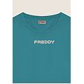 t-shirt regular in tessuto tecnico leggero teal blue donna small