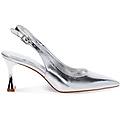décolleté slingback donna argento tacco 7 5 cm