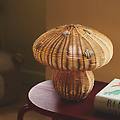 lampada da tavolo allie rattan forma a fungo marrone naturale