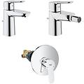 bauedge set miscelatori monocomando cromo in metallo per lavabo bidet e doccia