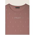 t-shirt in jersey modal con strass e taglio arrotondato light mahogany donna large