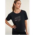 t-shirt cropped con maniche ampie e stampa mood up nero donna xxs