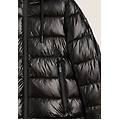 piumino donna lucido con cappuccio protettivo e coulisse nero donna large