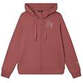 felpa cappuccio e zip con logo fy in strass