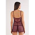 babydoll in tulle e pizzo la vie en rose donna bordeaux taglia s