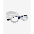 occhialini nuoto flash medium bianco blu con lenti trasparenti