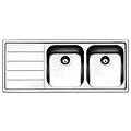 - serie linear lavello da incasso 2 vasche a destra con gocciolatoio dimensione 116 x 50 cm colore