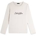 t-shirt manica lunga in jersey viscosa con scritta fantasia