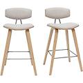 sgabelli da bar design in tessuto effetto velluto beige e legno chiaro h69 cm (set di 2) vasco