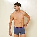 boxer tinta unita in jersey elasticizzato con elastico a contrasto new fashion color / denim melange