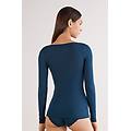maglia manica lunga in modal con cashmere e scollo a barchetta donna blu taglia xl