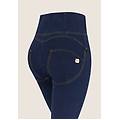 jeggings push up wr. up curvy vita alta con zip gamba skinny dark jeans-yellow seam donna extra