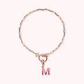 bracciale catena forzatina con pendente lettera pav&eacute; in cubic zirconia
