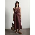 - vestito in misto lino e viscosa marrone regular fit deep v donna marrone cioccolato taglia xs