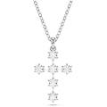 pendente insigne taglio round croce bianco placcato rodio os