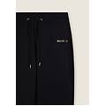 pantaloni con polsino in costina e coulisse nero donna large