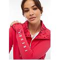 felpa leggera con zip e collo alto con interno grafica floreale rose red donna extra small