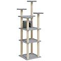 - albero per gatti con tiragraffi in sisal grigio chiaro 171 cm