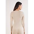 maglia manica lunga modal ultralight con cashmere scollo madonna donna beige taglia l