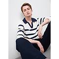- maglione in puro cotone a righe multicolor regular fit con collo polo donna bianco/blu taglia xs