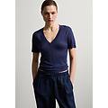 - t-shirt in lino con scollo a v donna blu navy taglia xs