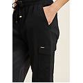 pantaloni cargo in popeline con ricami sangallo sulle tasche nero donna medium