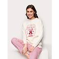 pigiama lungo in cotone e micropile candy cane club / mandorla / l mandorla