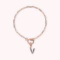 bracciale catena forzatina con pendente lettera pav&eacute; in cubic zirconia