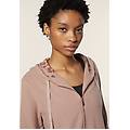 felpa donna in viscosa tricot con zip e cappuccio animalier fawn donna medium
