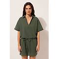 caftano corto con coulisse donna verde m/l