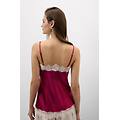 top in seta con pizzo a contrasto donna rosa taglia l
